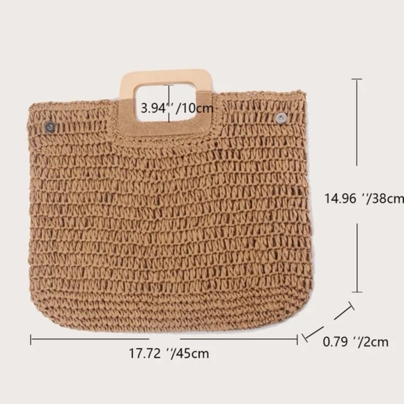 Boho minimalist straw summer beach bag - Picture 6 of 7